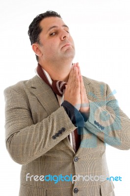 Middle aged Male Praying Stock Photo