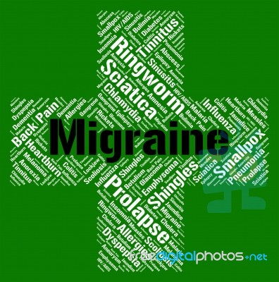 Migraine Word Means Neurological Disease And Affliction Stock Image