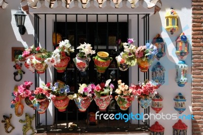 Mijas, Andalucia/spain - July 3 : Colourful Vases For Sale In Mi… Stock Photo