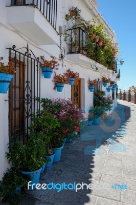 Mijas, Andalucia/spain - July 3 : Typical Street Scene In Mijas Stock Photo