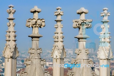 Milan, Italy/europe - Fbruary 23 : Detail Of The Skyline Of The Stock Photo