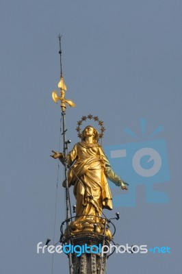 Milan, Italy/europe - Fbruary 23 : Statue Of Madunina On Top Of Stock Photo