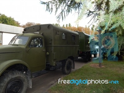 Military Cars, Equipment, Retro Items And Elements Stock Photo