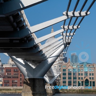 Millennium Bridge And St Pauls Cathedral Stock Photo