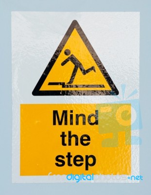 Mind The Step Sign Stock Photo