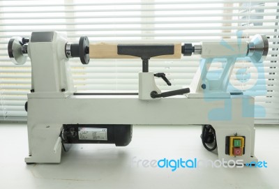 Mini Woodworking Lathe Stock Photo