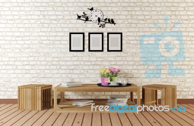 Minimal Style Room With Simple Designed Furnitures Stock Image