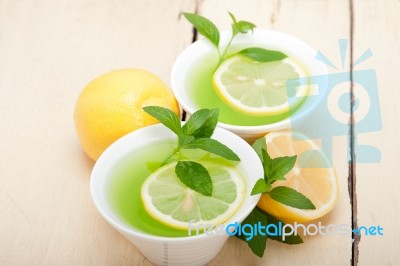 Mint Infusion Tea Tisane With Lemon Stock Photo