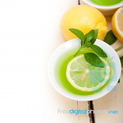 Mint Infusion Tea Tisane With Lemon Stock Photo