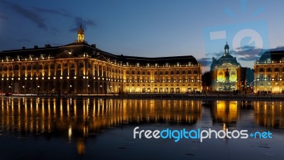 Miroir D'eau At Place De La Bourse In Bordeaux Stock Photo