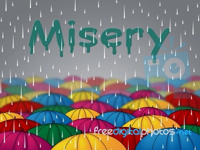 Misery Rain Shows Low Spirited And Dejected Stock Image