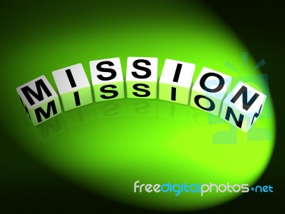 Mission Dice Show Mission Strategies And Goals Stock Image