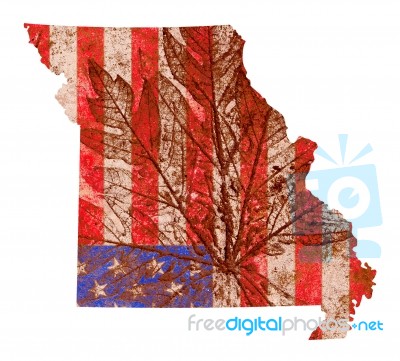 Missouri State Map Flag Stock Image