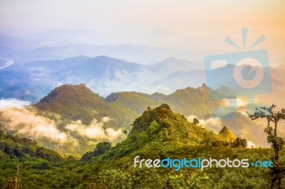 Misty Over The Mountains Stock Photo