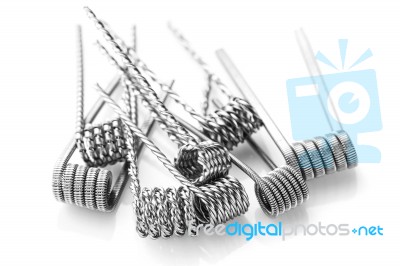 Mix Coils For Vaping On A White Background Stock Photo