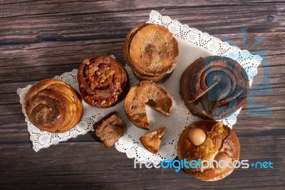 Mix Of Portuguese Folar Cakes Stock Photo
