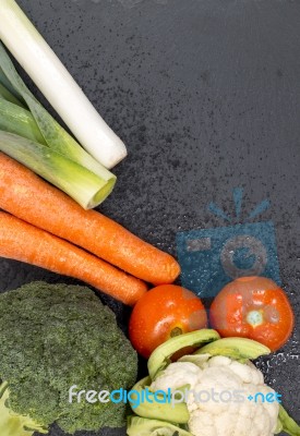 Mix Vegetables On Schist Stock Photo