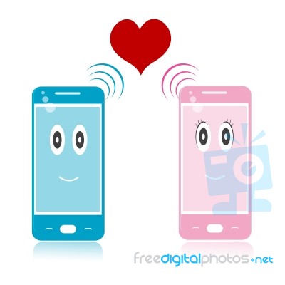 Mobile And Heart Symbol Stock Image