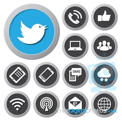 Mobile Devices And Network  Icons Set Stock Image