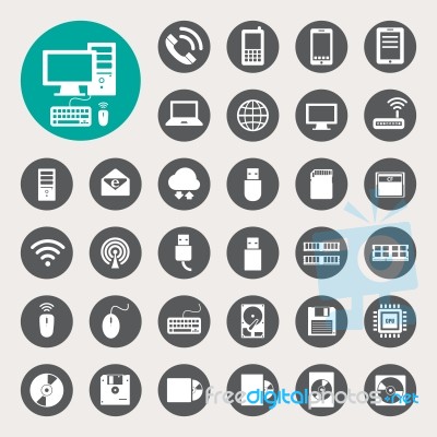 Mobile Devices , Computer And Network Connections Icons Set Stock Image