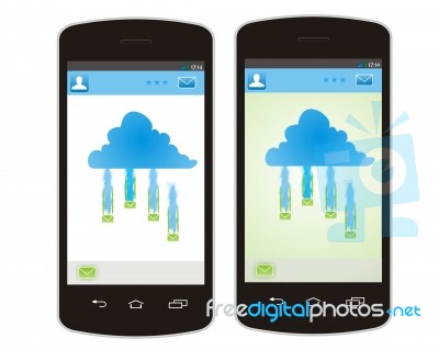 Mobile Phone And Cloud Stock Image