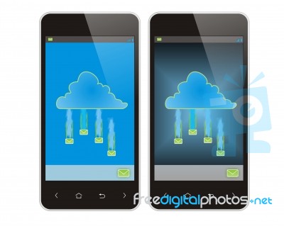 Mobile Phone And Cloud Stock Image