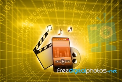 Mobile Phone , Music Symbols Stock Image