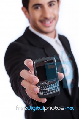 Mobile Phone On Focus Stock Photo