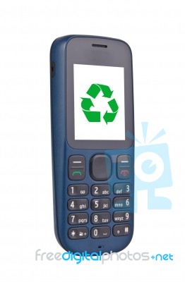 Mobile Phone With Recycle Symbol Stock Photo