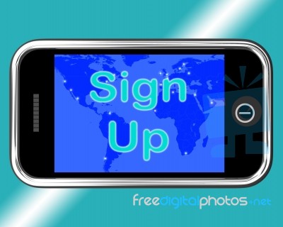 Mobile With Sign Up Message Stock Image