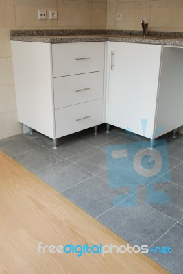 Modern Apartment Kitchen Stock Photo