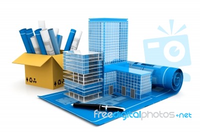 Modern Building Development Project Plan Stock Image