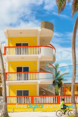 Modern Condo Building In Caye Caulker Belize Stock Photo