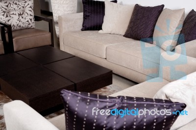 Modern Fabric Couch Stock Photo
