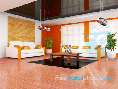 Modern Interior Living Room Stock Photo