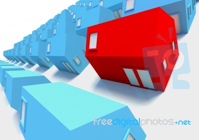 Modern Red House In Foreground Stock Image