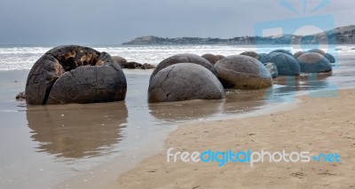 Moeraki Boulders Stock Photo