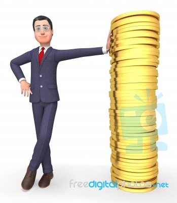 Money Character Means Business Person And Wealthy 3d Rendering Stock Image