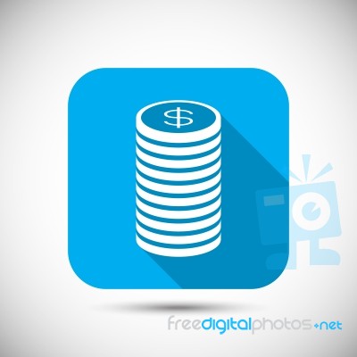 Money Coin Flat Long Shadow Icon Stock Image