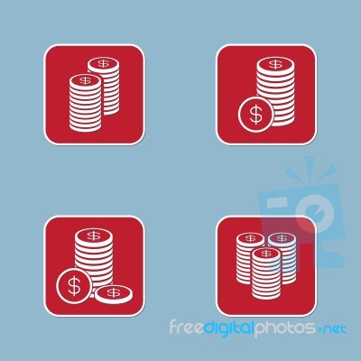 Money Coin Icon Set Stock Image