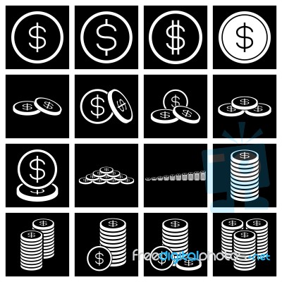 Money Coin Icon Set.  Illustration Stock Image