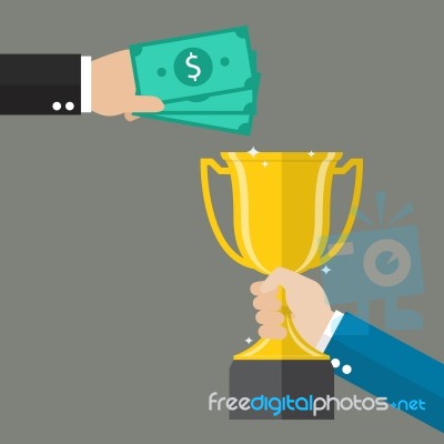 Money For A Winning Trophy Stock Image