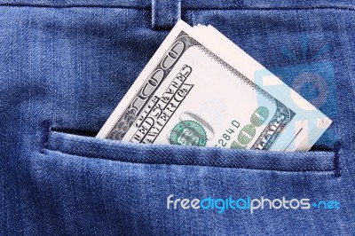 Money In Pocket Stock Photo