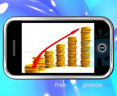 Money Increasing On Smartphone Showing Big Earnings Stock Image