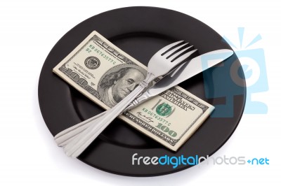 Money On Plate Stock Photo