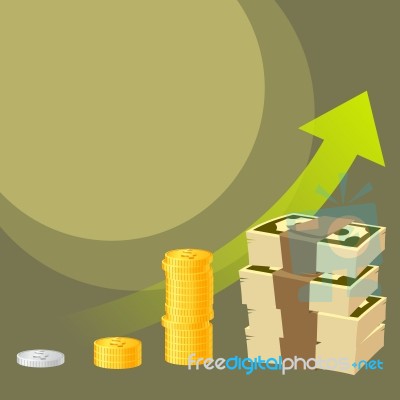 Money Stack Banknotes And Coins Stock Image