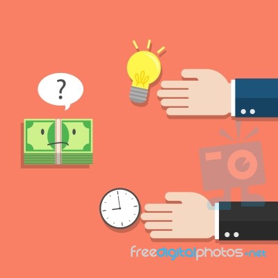 Money Thinking Of Choosing Idea Or Time Stock Image