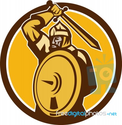 Mongol Horde Barbarian Warrior Sword Circle Retro Stock Image Mongol Horde Barbarian Warrior Sword Circle Retro Stock Image