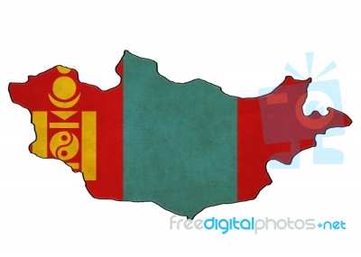 Mongolia Map On Mongolia Flag Drawing ,grunge And Retro Flag Ser… Stock Image