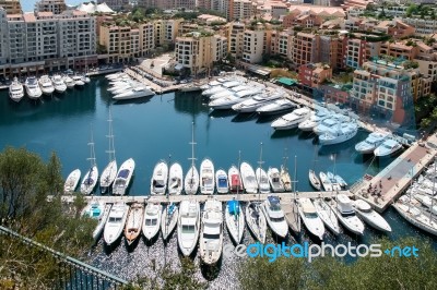 Monte Carlo, Monaco - April 19 : An Assortment Of Boats And Yach… Stock Photo